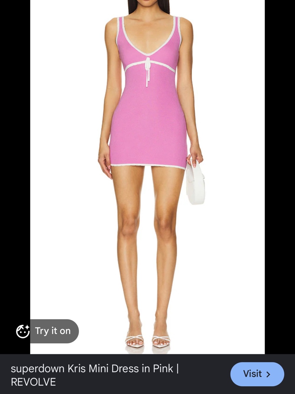 superdown Kris Fitted Mini Dress with Contrast Trim in Pink and Whites